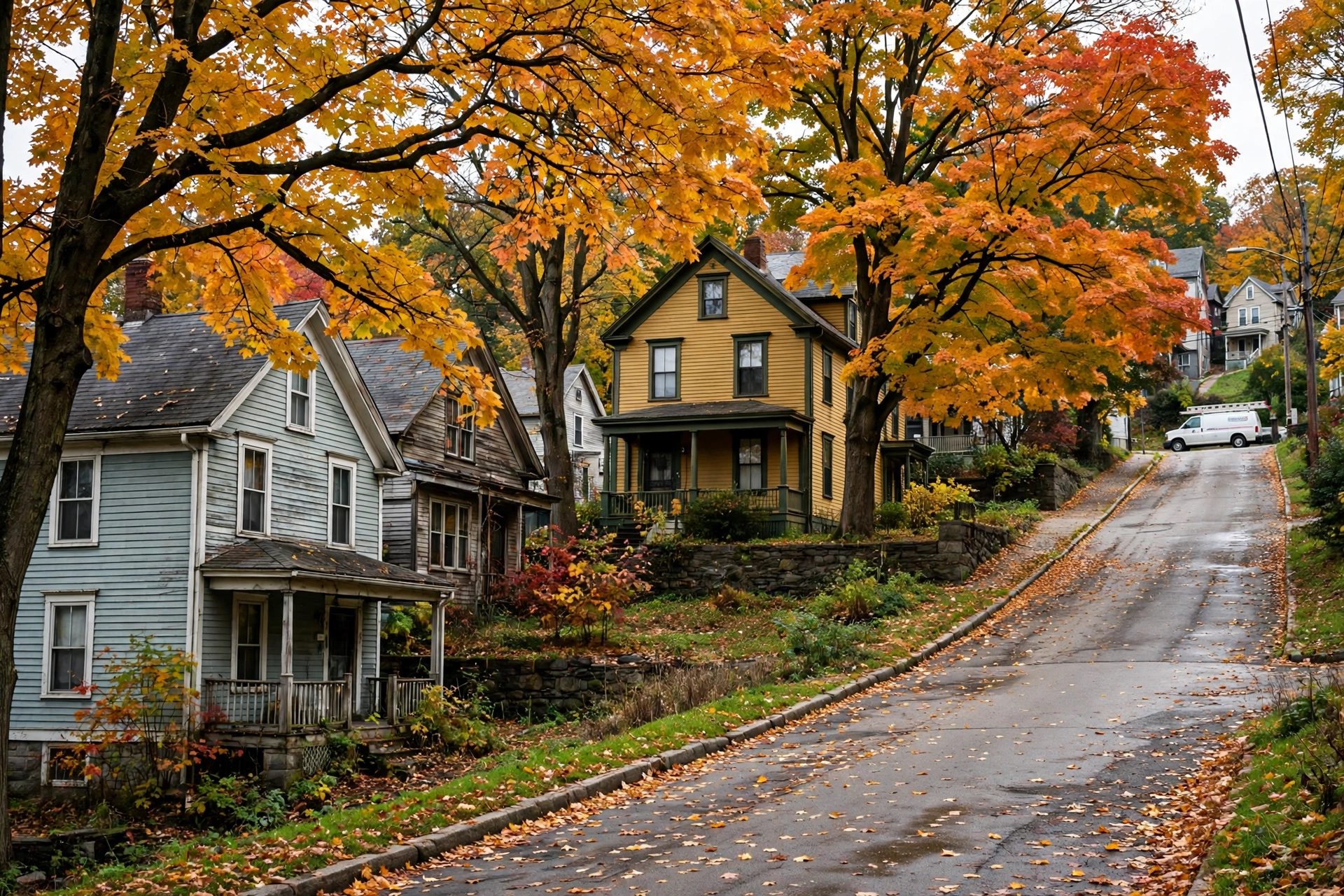 Residential street in Ithaca, New York